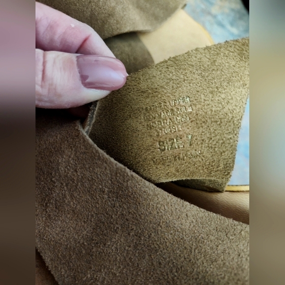 NWOT BAMBOO Italian Leather Suede Wedge Sandals, 7 - Picture 6 of 6